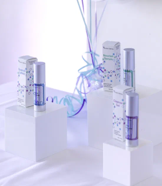 All three products sitting on a counter